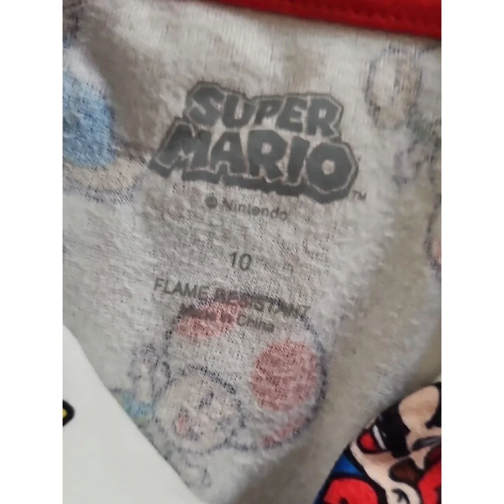 Nintendo Super Mario Bros Character Print Pajama Set Gamer Kids Size 10 White